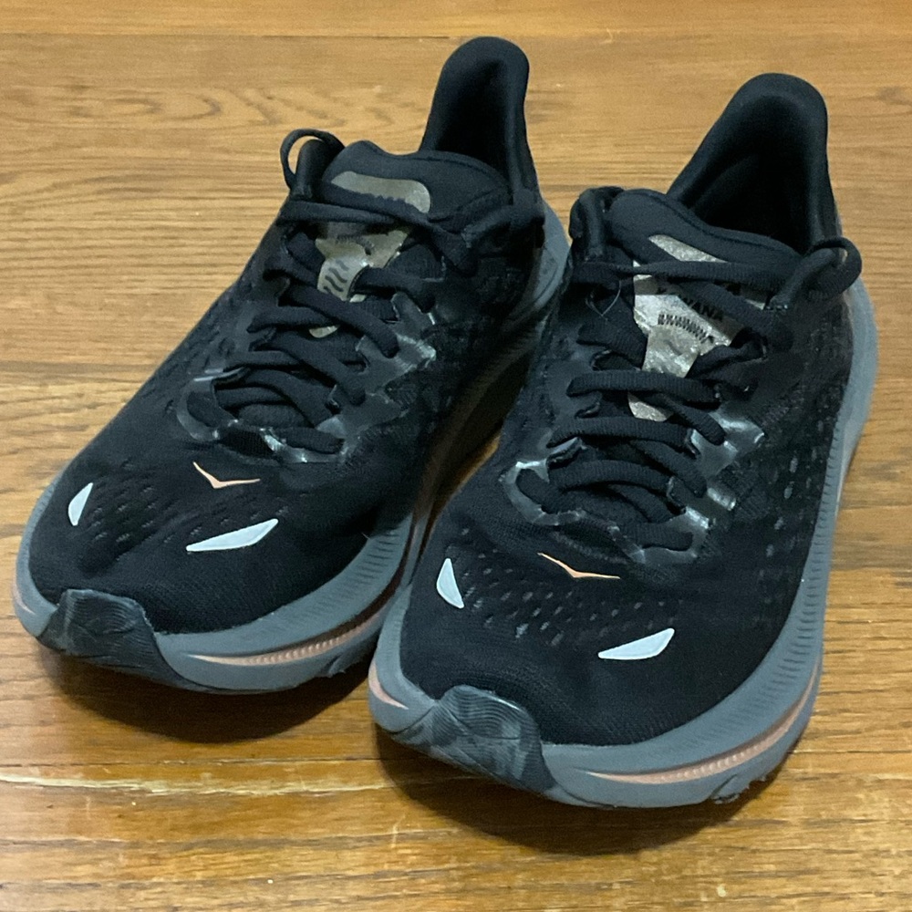 Hoka One One Women’s Black Sneakers with Gray and Light Pink Accents